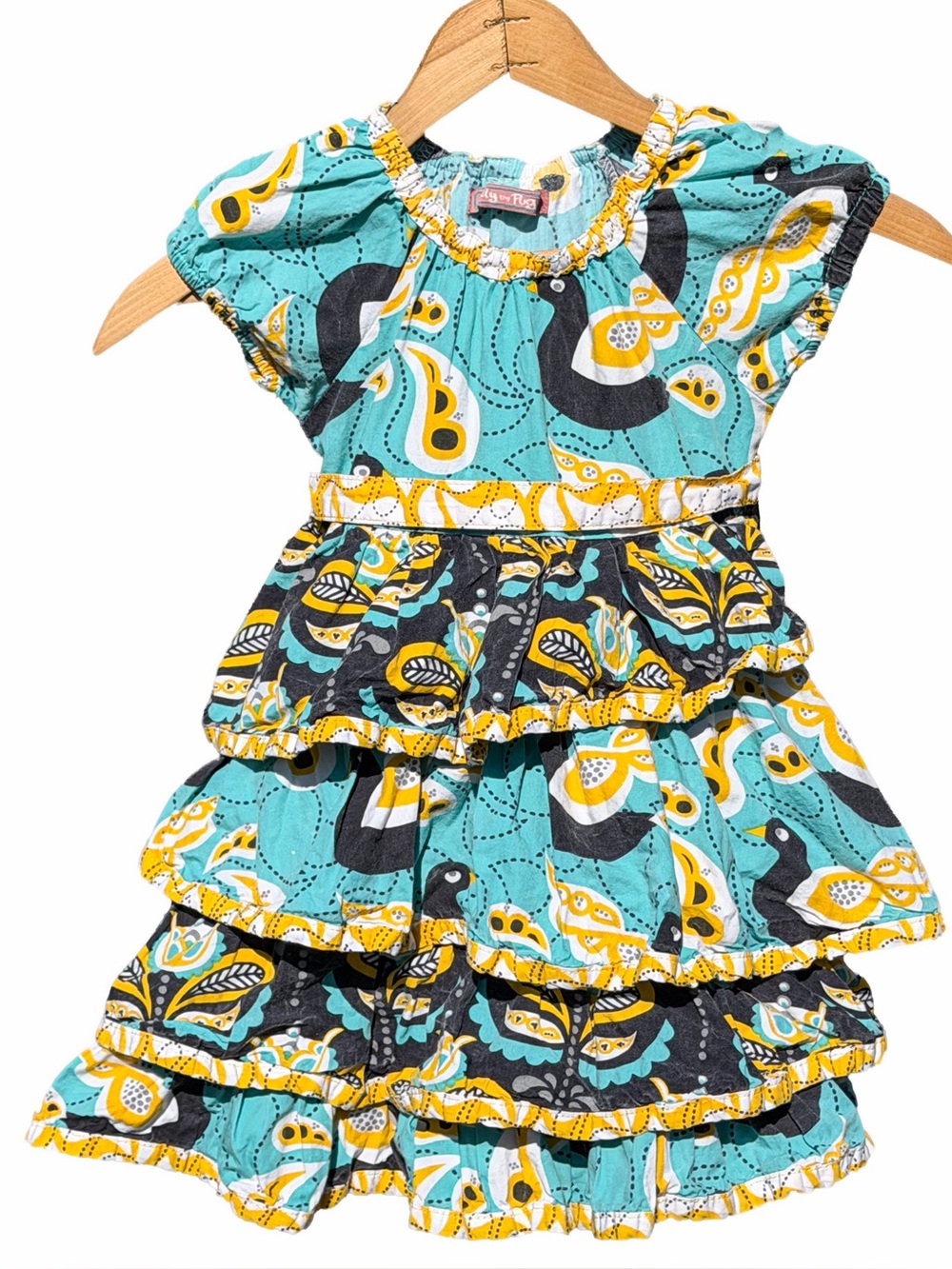 Jelly The Pug Lilac Collection Amber Dress Tiered Ruffle Bird Paisley 3 Twirl